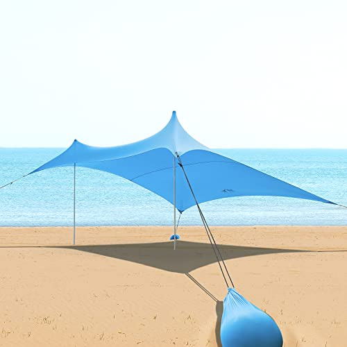 Night Cat Strandzelt Sonnenschutz Sonnensegel UPF 50+ UV-Schutz mit Sandanker Aluminium Polen für Strand Park Hinterhof