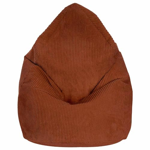 DreamRoots Sitzsack Erwachsene Cord 80x80x120 cm, Indian tan | Bean Bag Chair, mit Füllung, Lehne & Bezug, Sitzsack für Teenager & Erwachsene, Sitzkissen Boden