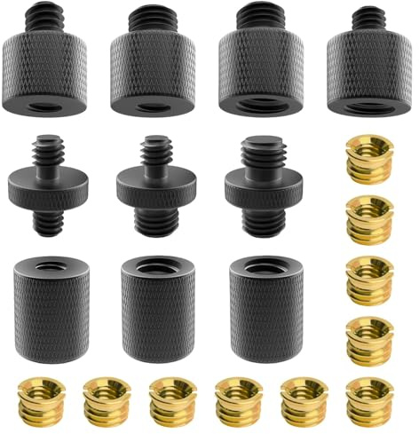 Homeet 20 Stück Stativ Zollschrauben Adapter 1/4 auf 3/8 Gewindeschraube Kamera Schraube Stativgewinde aus Aluminiumlegierung für Mikrofonstativ, Kamerastative, Lampenstative