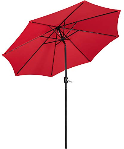 Yaheetech Parasol de Jardin Extérieur Parasol Inclinable 230cm/270cm/327cm avec 8 Baleines Cadre en Métal Protection Solaire pour Jardin Terrasse Patio Piscine Plage Balcon 270 cm Rouge