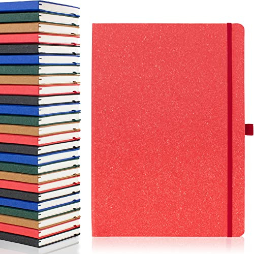 Notes London umweltfreundliches Öko-Notizbuch im A4 Format mit linierten Seiten und Datumsmarkierungen, 100% Recyclingpapier, Band, Stiftschlaufe und Einfassungsband (rot)