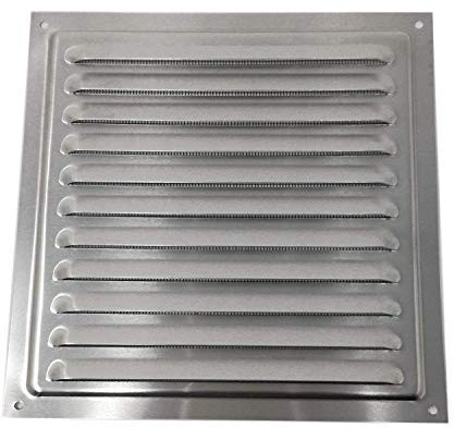 Rejilla de ventilación metálica Rejilla Ventilación Ventilación (25 x 25 cm, gris metálico – zinc)