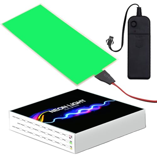 EL Panel Elektrolumineszenz-Licht-Dekoration, Neon-Blech, 12 cm x 5 cm, Ein/langsames Blinken/schnelles Blinken, 1 Packung (1, Grün, 12 x 5 cm)