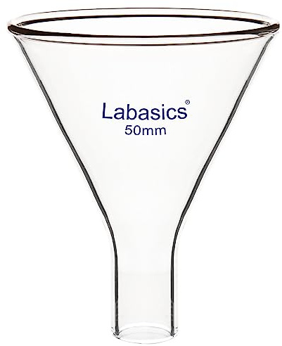 Labasics Imbuto per Polveri in Vetro, Imbuto a Stelo Corto in Vetro Borosilicato a Parete Pesante con Diametro Superiore di 50 mm e Diametro Dello Stelo di 26 mm