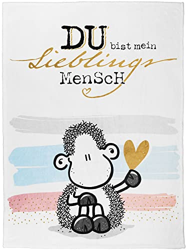 Sheepworld Fleece-Decke Motiv »Du bist Mein Lieblingsmensch« | Flauschdecke, Polyester, 130 x 180 cm, Motivdruck | Geschenkidee | L7005