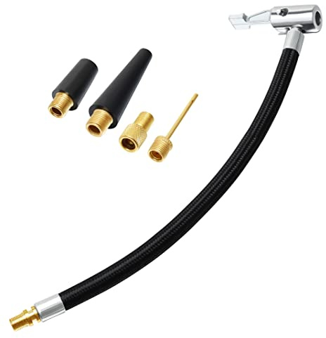 Yoicn Lth 30CM Tyre Pump Hose, Inflator Connector Push on Portable Car Air Tire Chuck Inflator Pump Extension Hose Adapter Pipe with Valve Adaptors for Bicycle Motorcycle Car (30cm/11.8inch)