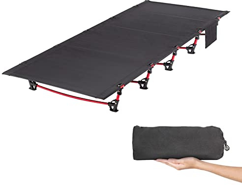 Leogreen Ultra Leichtes Feldbett Campingbett Klappbett, Tragbar Kompakt, 192 x 70 x 17cm, Belastbarkeit bis 150kg, für Outdoor-Reisen, Basiscamp, Wandern, Bergsteigen, leichte Rucksackreisen, Schwarz