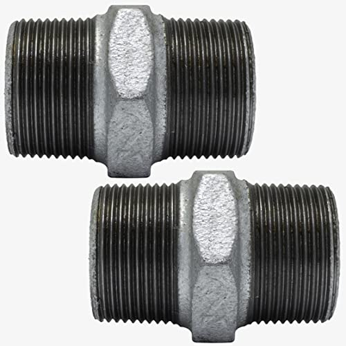 AERZETIX - C65069 - Juego de 2 Niple igual macho-macho 3/4x3/4'' galvanizado - en hierro fundido - racor de tubo para atornillar de doble rosca - pezón fontanería-calefacción instalación de agua
