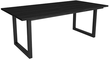 Skraut Home - Tavolo da pranzo | 10 Persone | 200 | Robusto e stabile grazie alla sua struttura e ai piedi solidi | Ideale per riunioni familiari | Nero | Stile Industriale