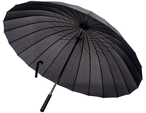 Meichoon Regenschirm Groß 24 Rippen Sturmfest XXL, Mode Langen Griff Geraden Regenschirm, Anti-Uv-Sonne/Regen Winddicht Wasserdichte Reise Golfschirm
