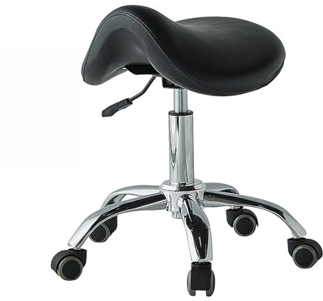 Sattelhocker, drehbar, höhenverstellbar, mit Rädern, Wackel-Rollhocker for Medizin/Massage/Salon/Spa/Labor/Klinik, Zahnarzt, ergonomischer hydraulischer Sitzstuhl, Bürohocker (Color : Black, Size :