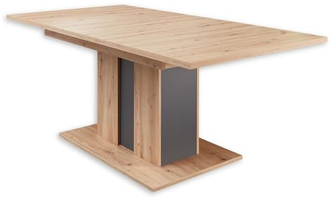 Memphis Esstisch ausziehbar in Artisan Eiche Optik, Graphit - Ausziehbarer Esstisch für Ihr Wohn- & Esszimmer - 160-210 x 75 x 90 cm (B/H/T) | Ausziehbarer Küchentisch mit Einlegeplatte, Akzente in Graphit, für Wohnzimmer und Esszimmer geeignet