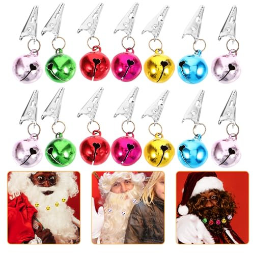 TOPPERFUN 24stücke Teiliges Glöckchen Mit Haarklammer Bunte Weihnachtsbaumkugeln Metall Plastikornamente Leichte Santa Bartdekoration Für Weihnachtsfeier Und Party