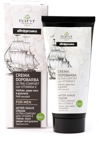 NATYR - Altromercato - Crema dopobarba - ultra-comfort - con vitamina E - Pepe nero e vetiver - bio - 100 ml