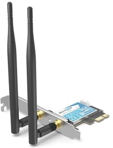 BRAINZAP Tarjeta Wi-Fi PCIe PCI-Express de 1800 Mbits WiFi 6 2,45GHz Dual Band AX1800 Adaptador de Red PC 802.11axacabgn Bluetooth 5.2