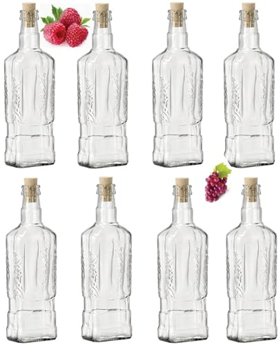lilawelt24 8x 0,5L Flasche mit Schraubverschlüss Weinballon Glasballon Weinflasche| Likörflasche |Essig-Öl Flaschen | Schnapsflasche |Karaffe