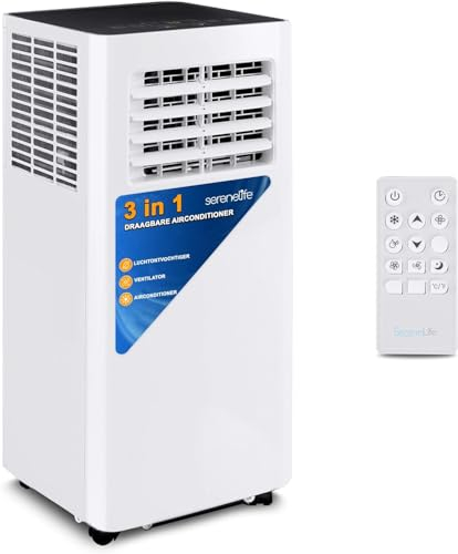 SereneLife Condizionatore Portatile 9,000 BTU, Deumidificatore e Ventilatore Integrati, Classe A, Kit Montaggio Finestra Incluso