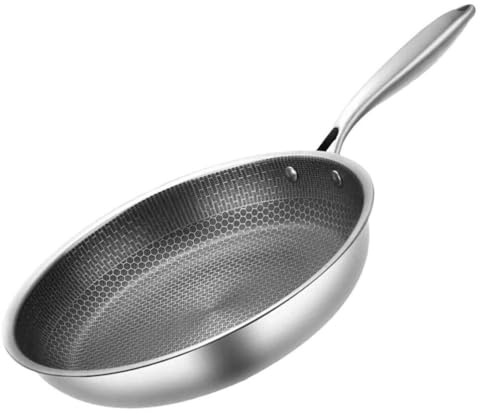 ABOOFAN Stainless Steel Honeycomb Non-Stick Frying Pan 18 Inch Skillet with Ergonomic Handle for Egg Frying and Steak Cooking Compatible with Induction and Gas Hobs