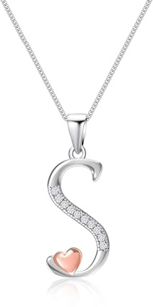 Mesovor Initiale Kette Silber 925 für Damen Mädchen, 100% Sterling-Silber-Buchstaben-Halskette mit Zirkonia, Schmuck, Geschenke für Familie, Mutter, Schwester, Ehefrau