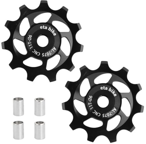 11T Stützrad 2 Stück Fahrrad Schaltwerk Riemenscheibe, Aluminiumlegierung Schaltwerk-Führungsrolle, Mountainbike schaltwerk Führungsrad (Schwarz)