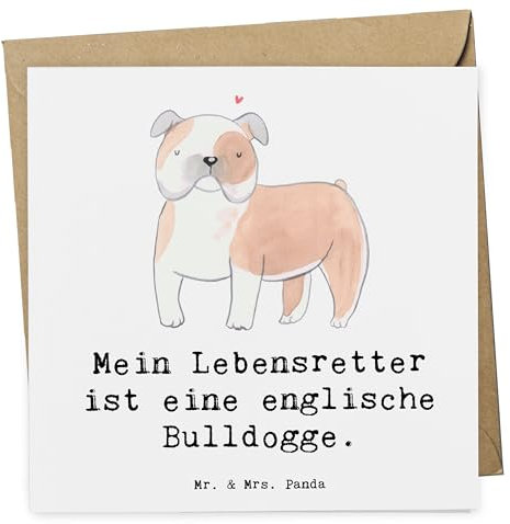 Mr. & Mrs. Panda Klappkarte Englische Bulldogge Lebensretter - Geschenk, doppelkarte, Glückwunschkarte, anlasskarte, faltkarte, English Bulldog, Grußkarte