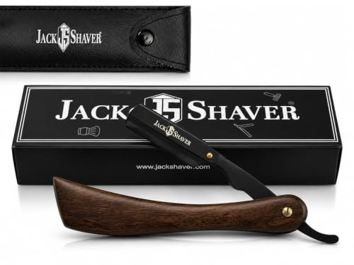 Jack Shaver® Cut Throat Razors Kit, Wooded Genic Rose Wood Straight Razor, Professional Barber Premium Quality Straight Edge Moustache & Beard Shaving Razor (Black)