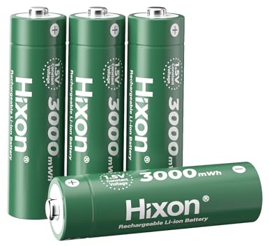 Hixon 1,5V Wiederaufladbare AA Akku 4 Stücke, Lithium AA Akku mit Hoher Kapazität 3000 mWh (1,5V 2000mAh), Zyklenzeiten Bis zu 1600+