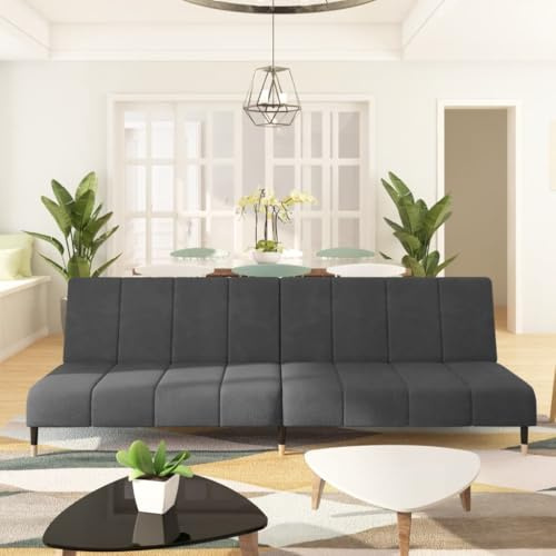 Willood Schlafsofa 2-Sitzer Dunkelgrau Samt Loungesofa Lounge Sitzmöbel Wohnzimmer Sofas375875