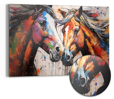 DEQORI Metall Magnettafel | 60x40 cm cm groß | Motiv Wildes Pferdefeuer | Whiteboard für alle Magnete | Magnetboard Wand-Tafel für Küche & Büro | Design Magnetwand Pinnwand magnetisch