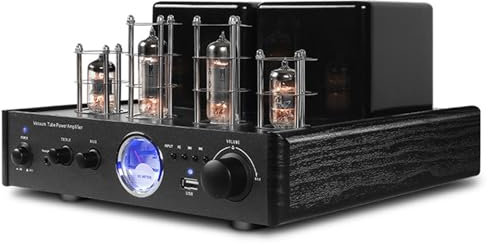 XDTKJDZ Stereo Hybrid Tube Amplifier, Audio Amplifier, Home Audio Desktop Stereo Vacuum, W/ 4 Vacuum Tubes, Optical Fiber/coaxial, for Audiophile Music, Home Theater & Gaming