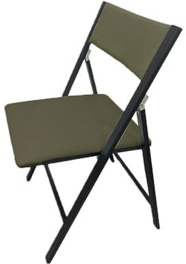 YCBTPS Konferenzstuhl Klappbar, Klapphocker Mit Leder Sitz, Tragbare Bürostuhl Mit Rückenlehne, Falthocker Für Garten Camping, Einfach Zu Verstauen(Army Green)