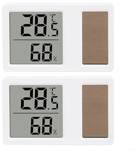 EXTRWORY 2 termometri e igrometro a energia solare, misuratore elettronico portatile per la rilevazione della temperatura, per casa e ufficio, termoigrometro (7 x 4,3 cm)
