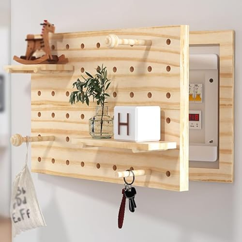 Cubierta de Medidor de Electricidad Tablero Decorativo Moderno Caja Eléctrica Oculta, Estante de Madera Decoración de Pared para Sala de Estar,40x30cm