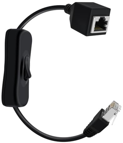 HuaLiSiJ Prolunga Cavo Ethernet Cat 6e con Interruttore On/Off 1000 Mbps Cavo di Prolunga RJ45 Maschio Femmina per Cavo Ethernet Cat6/Cat5e/Cat5 (Testa dritta, 0.6 m)