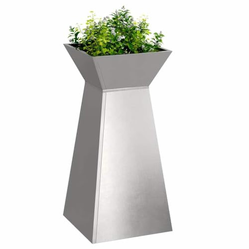 vidaXL Säulen Pflanzer Silber 35 x 35 x 73 cm Edelstahl | Die schicke Kegelform setzt deine Pflanzen in jedem Raum super in Szene, Ideal für drinnen und draußen,
