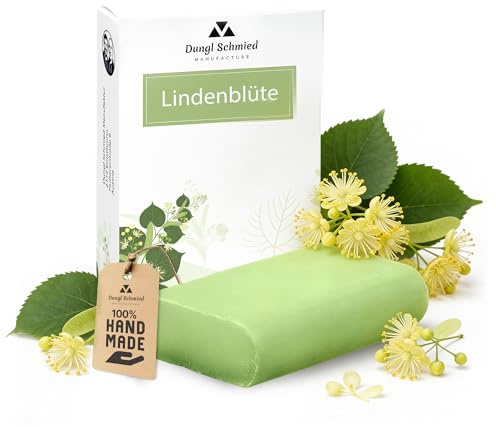 Dungl Schmied | Lindenblüte Seife | Handgemacht | 100g Seifenstück | Ohne Palmöl | Vegan | Naturseife mit natürlichen Inhaltsstoffen | Für alle Hauttypen
