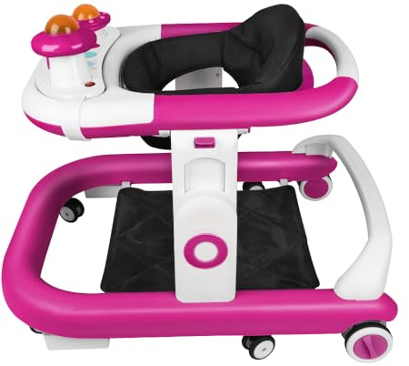 Lauflernhilfe für Babys, 5-in-1, klappbarer Schieber mit Musik, Höhe verstellbar in 5 Positionen, abnehmbares Kissen, Lauflernhilfe für Babys, Jungen/Mädchen, Kleinkinder, 6-18 Monate, Rot