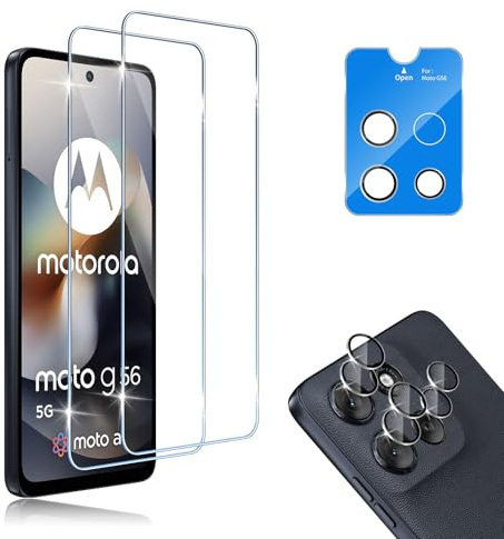HidWee 2+2 Stück Schutzfolie für Motorola Moto G56 5G für Panzerglas | Kamera Schutzfolie, 9H Härte Displayschutz Schutzglas HD Klar Anti-Kratzer Glas Folie, Oleophob Displayschutzglas