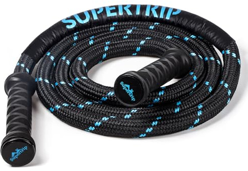 Supertrip Upgrade Gewichtete Springseil Erwachsene Fitness | Zweite Generation 360° Rotating Griffe Schweres Springseil für Ganzkörper-Muskeltraining 3.21/3.38/ 3.41Pfund Damen Herren