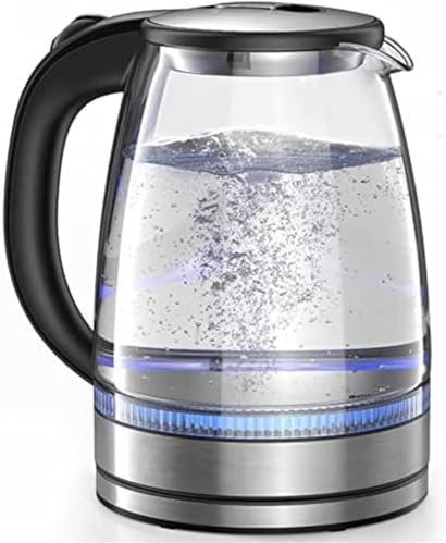 Kitchen Kettles, Glass Kettle With Stainless Steel Filter, Inner Lid And Bottom, 1550w 1.7 L, Fast And Quiet Boil, Auto Shutoff And Boildry Protection, Cordless, Black, 15 * 15 * 23Cm