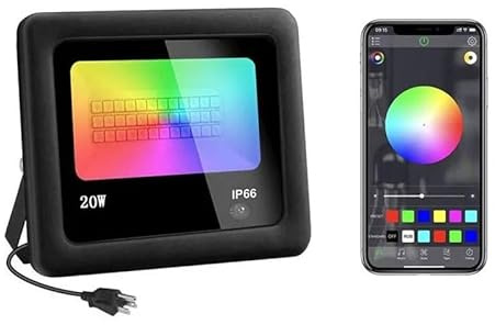 Fari Led da Esterno, Proiettori LED da esterno con controllo APP RGB da 20 W Bluetooth Smart LED for feste in giardino