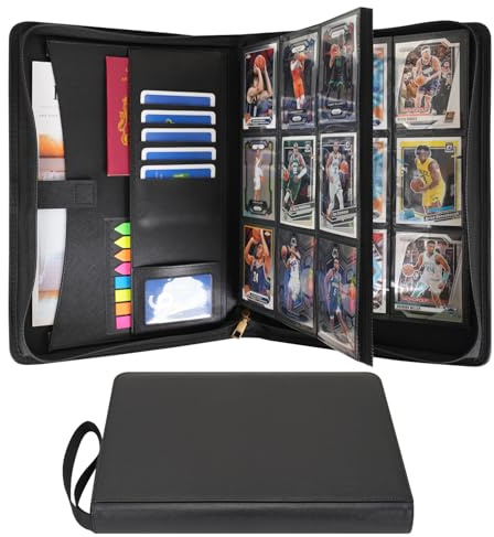 Wonderpool Carpeta de Tarjetas 9 Bolsillos - Contiene 540 Cartas | Cremallera Piel PU Álbum Sin Anillos con Bolsillos de Carga Lateral para MTG, TCG, Yugioh, Cartas Deportivas (Negro)