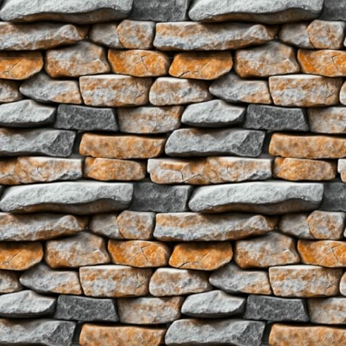 Papel tapiz Papel pintado autoadhesivo de PVC con textura de piedra marrón agrietada para dormitorio sala de estar baño y cocina adhesivo de fondo gris 45 * 500cm