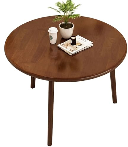 Tavolo da pranzo rotondo, tavolo da cucina in legno di gomma con piano effetto legno, tavolo da pranzo rustico da 2-3 posti, per casa, sala da pranzo, finitura noce, 80 cm