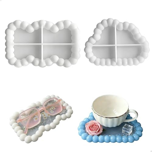 Moldes Silicona Manualidades, Silicona para Moldes, Moldes de Silicona para Manualidades, DIY Fabricación de Arte, Bandeja Decorativa, Manualidades, 2 Piezas
