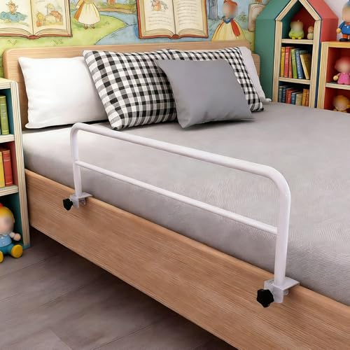 SHENJIA Bettgitter Für Ältere Stabiles Bettschienen Für Senioren & Erwachsene Zum Aufstecken, Metall Rausfallschutz Am Bett Bettschutzgitter Für Schwangere Behinderte, Einfache Installation (86x30cm)
