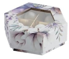Generico 6X Scatola Portaconfetti Esagonale Fiori Lilla 8x8x3.5 cm BOMBONIERA