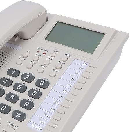 Annadue Big Key-Telefon, Fast Telefon med Sladd med Handsfreesamtal, Visning Av Nummerpresentation, Klockalarm, Trådbunden för Hemmakontorshotell