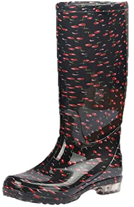 Generisch Botas de goma para mujer, medias altas, ligeras, botas de goma para mujer, caña alta, con tacón, botas de lluvia antideslizantes, impermeables, resistentes al desgaste, zapatos de agua