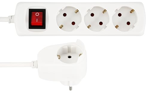 REV Steckdosenleiste PowerSplit - 4-Fach (3+1), Schalter, 3500W, 2m, weiß